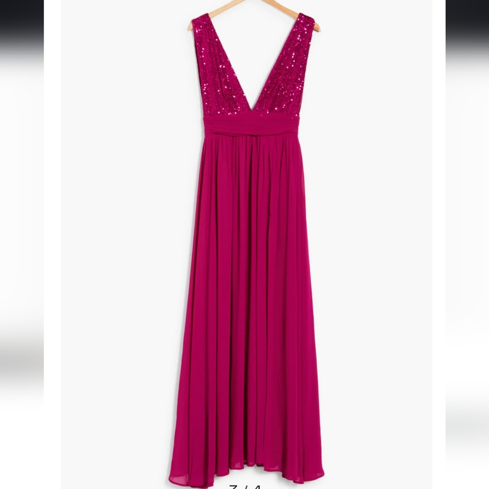 Daphne Sequin Top V-Plunge Maxi Dress